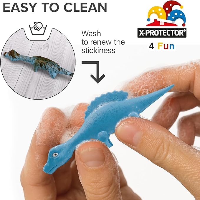 X-Protector Rubber Dinosaur Slingshot - 12 PCS Pack - Flying Finger Slingshot - Dinosaur Flingers Sling Shot Toys for Kids - Funny Adult Pinata Stuffers - Premium Slime for Fingers!