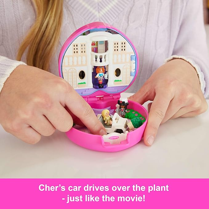 Polly Pocket x Clueless Collector Compact, Micro Dolls and Playset, 5 Themed Accessories Including Toy Car, Cher, Dionne, & Tai
