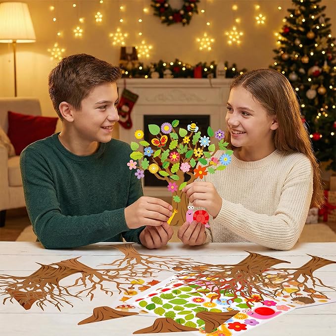 Bafeil 32 Set Seasonal Trees Craft Kits Make Your Own DIY Four Seasons Tree Decoration Spring Summer Autumn Winter Sticker Art Craft for School Classroom Home Activity Party Favor Supplies