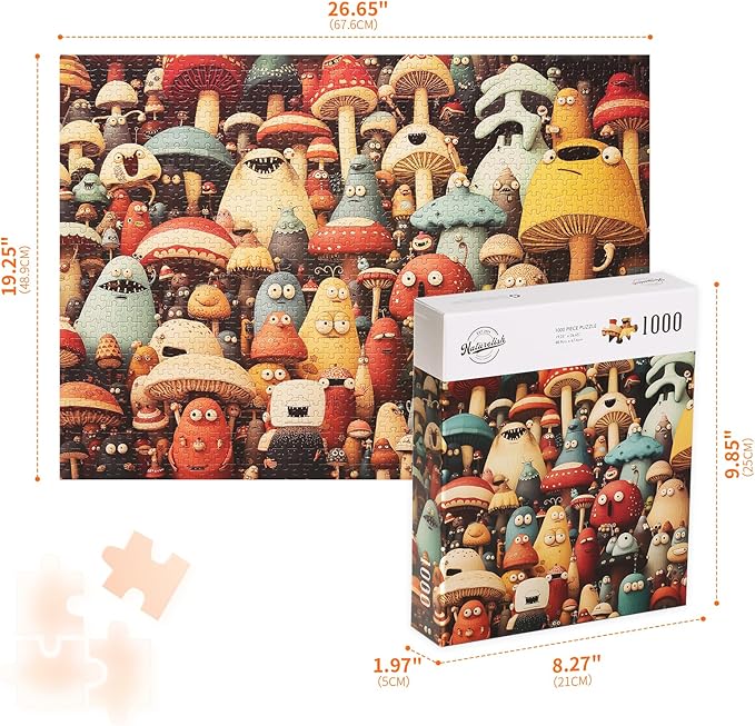 Jigsaw Puzzles for Adults 1000 Pieces, Funny Difficult Challenging Unique Puzzle for Game Night Family Home Decor, 20x27 Inches, Dense Monsters-1