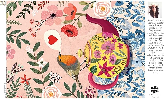 Buffalo Games - Mia Charro - Love, Bird - 500 Piece Jigsaw Puzzle for Adults -Challenging Puzzle Perfect for Game Nights - Finished Size is 21.25 x 15.00