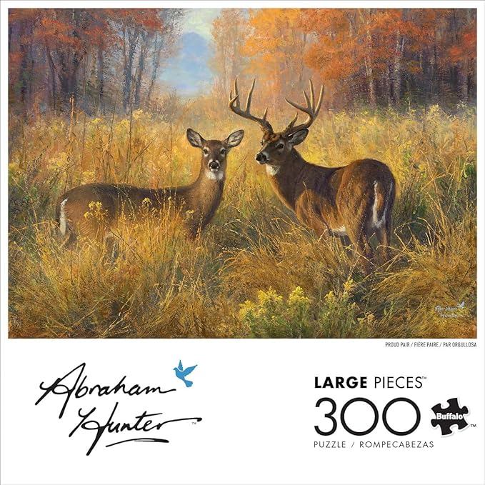 Buffalo Games - Proud Pair - Abraham Hunter - 300 Oversized Piece Fall Jigsaw Puzzle - Larger Shapes - Great for Adults, Seniors, Family, Kids - Easy to Grip - Seasonal Autumn Artwork