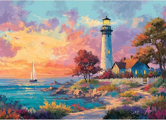 Lighthouse and Sailboat Puzzles for Adults 1000 Pieces, Impossible Hard Difficult Challenging Jigsaw Puzzle 1000 Pieces, Christmas Birthday Gifts Home Decor for Adults/Friends/Family