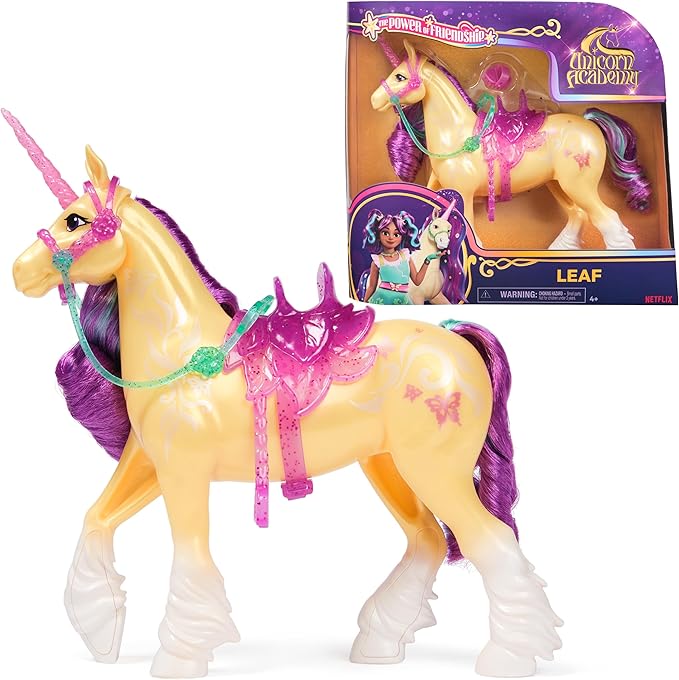 Unicorn Academy, Power of Friendship Leaf with Translucent Saddle & Bridle, 11”, Dolls & Unicorn Toys for Girls Ages 4 and up