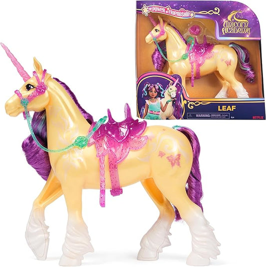 Unicorn Academy, Power of Friendship Leaf with Translucent Saddle & Bridle, 11”, Dolls & Unicorn Toys for Girls Ages 4 and up