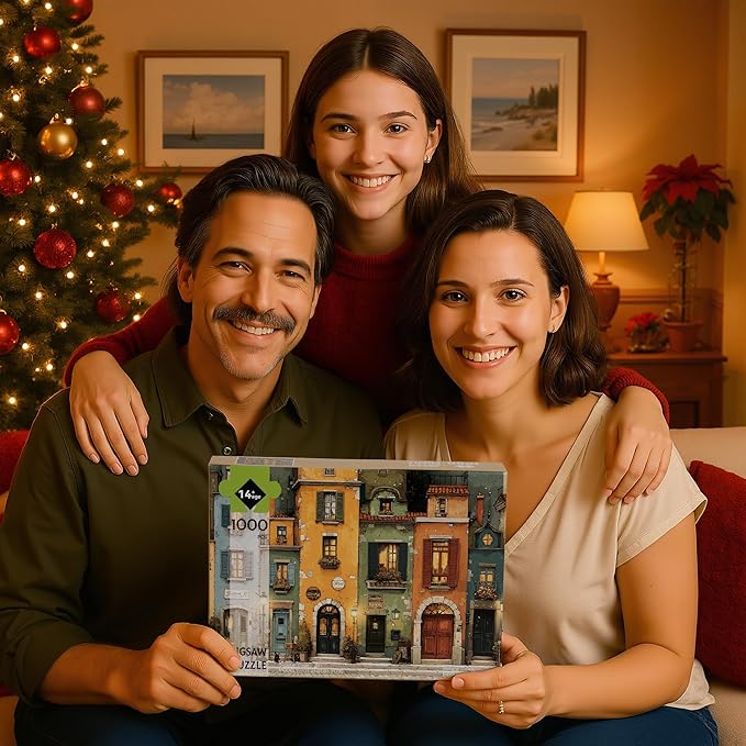 Puzzles for Adults 1000 Pieces, Fall Italy Town Street Vintage Landscape, 1000 Piece Puzzle for Adults Seniors, Jigsaw Puzzles 1000 Pieces with Letters on Back, Fun Gifts Decor, 1:1 Poster
