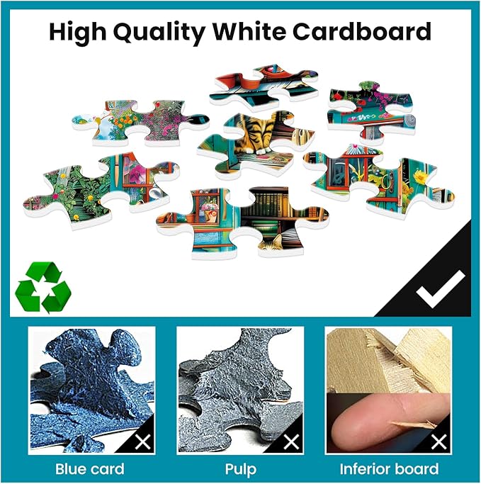500 Piece Puzzle for Adults Jigsaw Puzzles Cat Puzzles, Book House Puzzles for Adult Elderly, Artistic Decorations, Educational Toys Challenging Activity Gift Family Puzzle Lovers for Friends