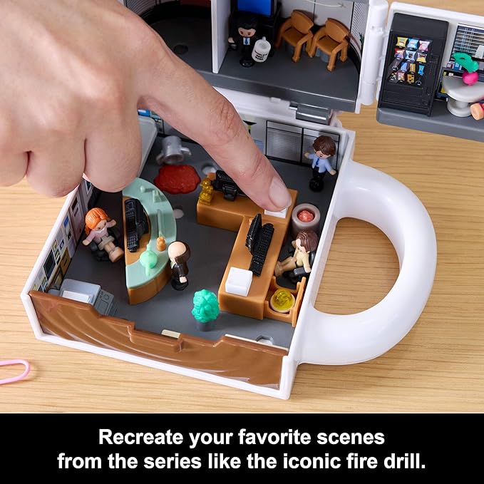 Polly Pocket x The Office Compact Playset 6 Character Dolls and 9 Accessories, Collectible Partnership Toy, Coffee Mug Exterior