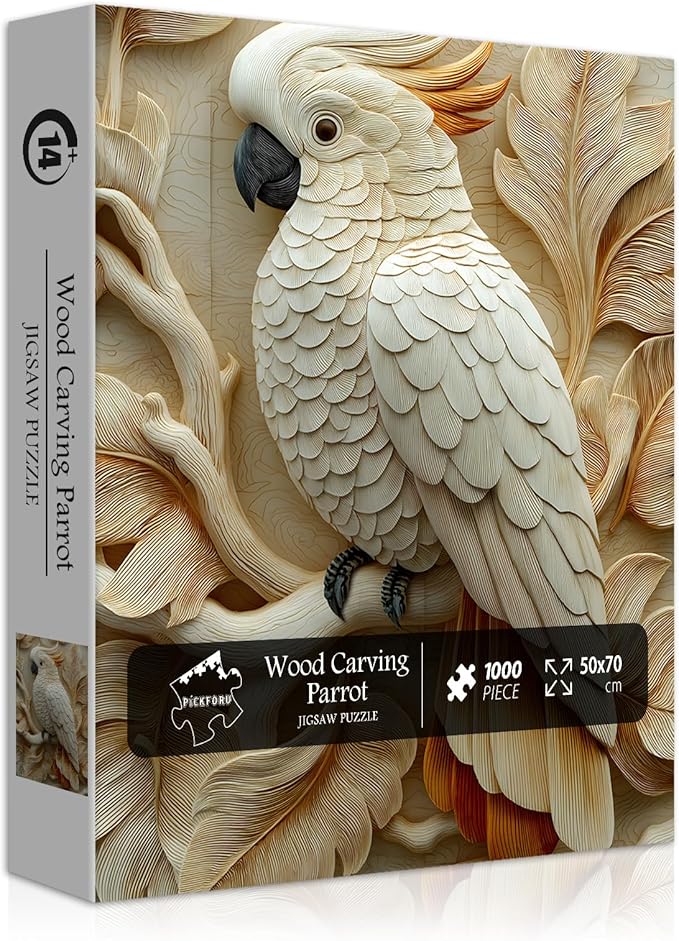 PICKFORU Parrot Puzzles for Adults 1000 Pieces, Bird Puzzle Nature Animal Carving Art, Impossible Challenge Hard Jigsaw Puzzle