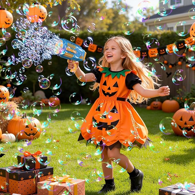 Bubble Machine Automatic Bubble Gun with Bubble Refill Solution, Bubbles Kids Toys for Girls Boys 3 4 5 6 7 8 9 10 11 12 Years Old, Summer Fun Outdoor Toy Birthday Party Christmas Favors(No Dip)