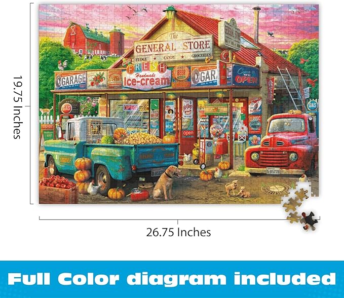 Buffalo Games - Country Store - Eduard - 1000 Piece Fall Jigsaw Puzzle for Adults - Challenging Autumn Puzzle Perfect for Game Nights - Country Life Collection - Finished Size is 26.75 x 19.75