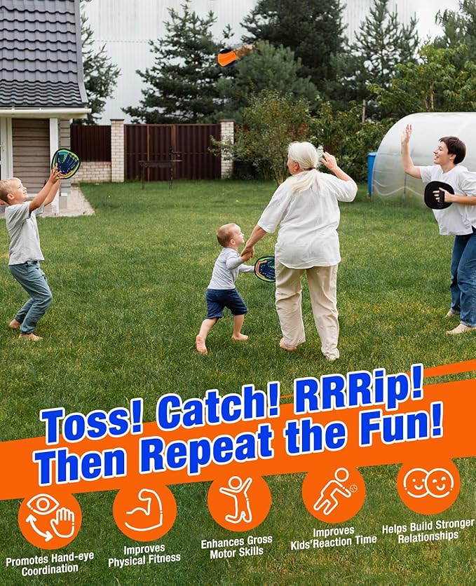 Toss and Catch Ball Game - Baseball Glove Style - Toddler Activity Toys for Boys Girls 3 4 5 6-8 Year Old - Birthday Gifts Easter Basket Stuffers - Kids Outdoor & Indoor Games for Beach Yard Lawn