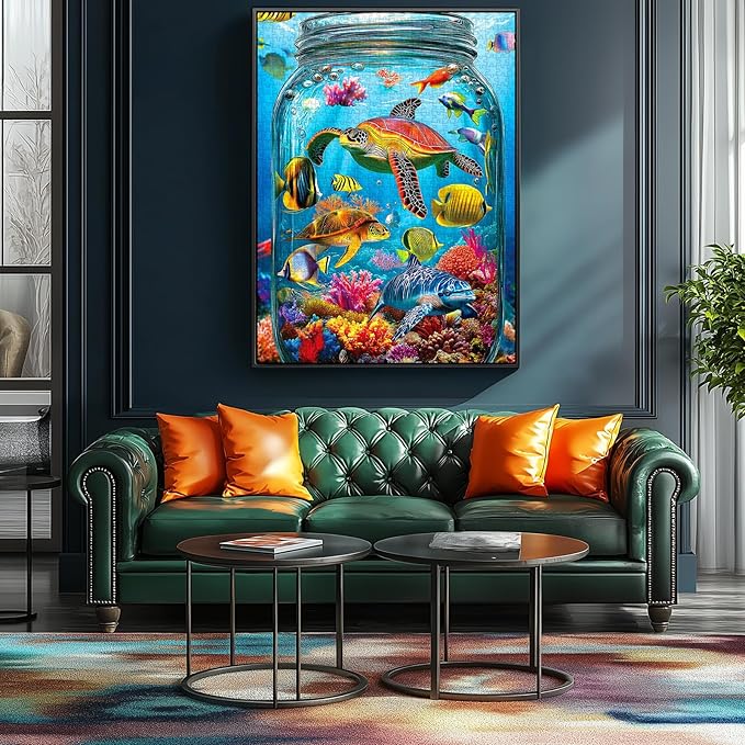 500 Pieces Puzzles for Adults - Ocean World in Glass Bottle, Challenging Impossible Hard Difficult Stunning Art Wall Decor, Gift for Adults Jigsaw Puzzles Lovers, 23 x 15 inch