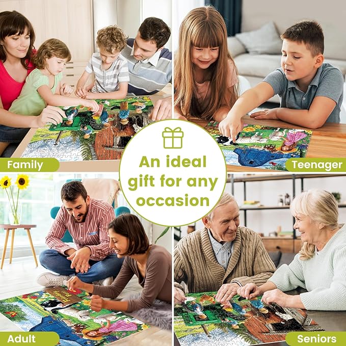 2-Pack 300 Pieces Puzzles for Adults, Friendship Farm Puzzles 300 Pieces, Warmth Childhood Scene Jigsaw Puzzles, Countryside Jigsaw Puzzle Challenging Game Home Decor Birthday Party Gift 20.5 X 15 in