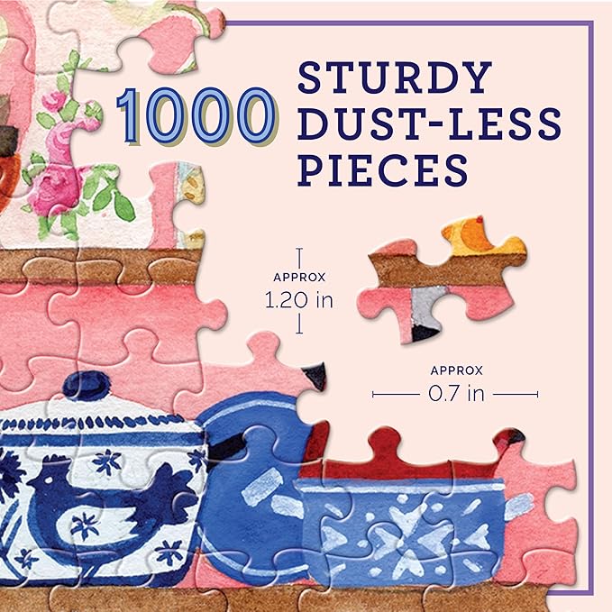 eeBoo 1000 Piece Puzzle - Pink Kitchen Jigsaw Puzzle for Adults, Square 23" x 23" Made with Recycled Board & Vegetable-Based Ink