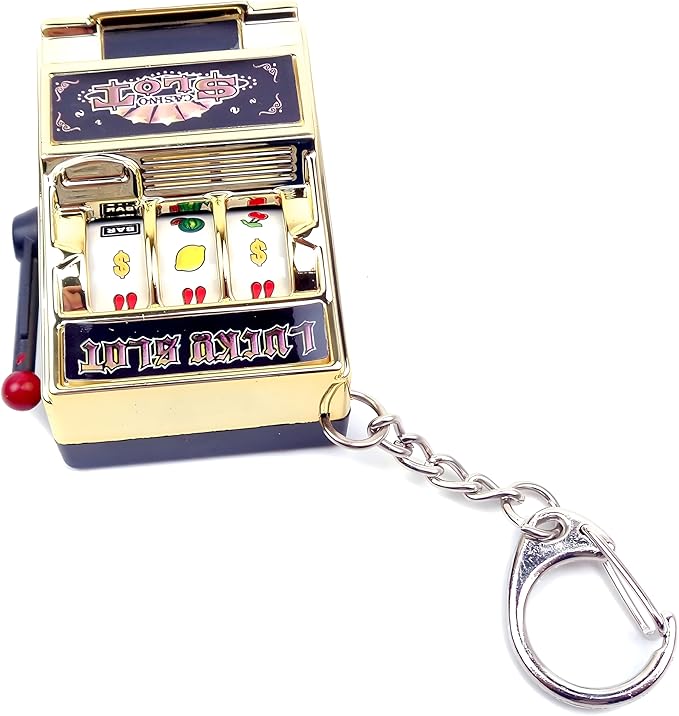 MAGIKON Mini Slot Machine Toy, Funny Lucky Slot Machine Bank with Spinning Reel and Keychain, Nice as Creative Festival Present Birthday Cake Decoration