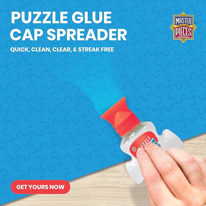 MasterPieces Puzzle Glue 5oz Shaped Bottle - Clear - Jigsaw Puzzle with Vibrant Artwork and Durable Pieces - Fun Family Activity, Brain Challenge, and Educational Entertainment for Teens and Adults