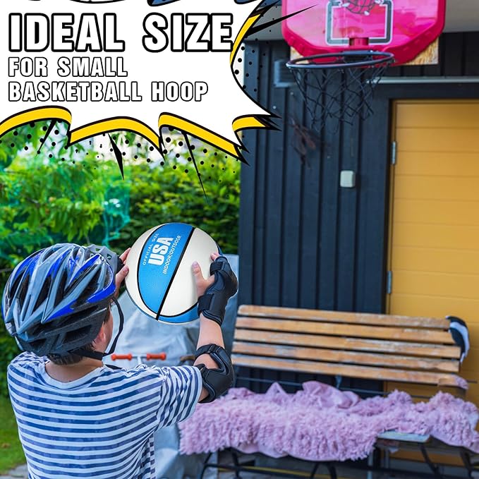 Jenaai 6 Pack Mini Basketballs with Pump for Kids 7 Inch Size 3 Rubber Arcade Basketball Color Small Toy Indoor Outdoor Pool Arcade Games Colorful Basketball for Kids Toddlers(Bright)