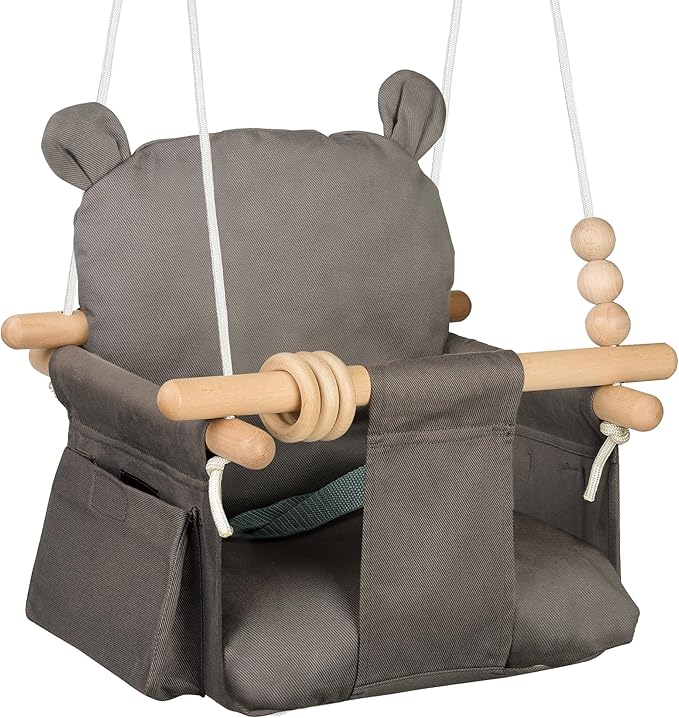 Baby Hanging Swing Seat Toy Chair Canvas Toddler Swing Seat with 2 Side Pockets for Indoor Playground Sports & Outdoor Play Toys