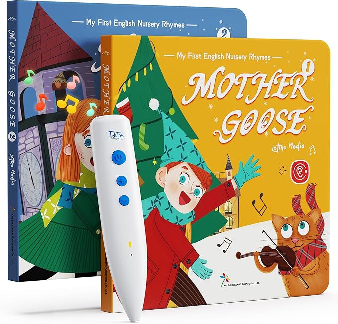 TEKFUN Nursery Rhymes Musical Books with Talking Pen, Interactive Sound Books for Toddlers 1-3, Autism Sensory Educational Toys for Kids Ages 3-6