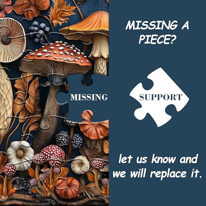 Vintage Mushroom Puzzles for Adults 1000 Pieces, Nature Mushroom Forest Flower Puzzle Art, Unique Plant Jigsaw Puzzle Retro, Impossible Challenging Puzzles for Adults