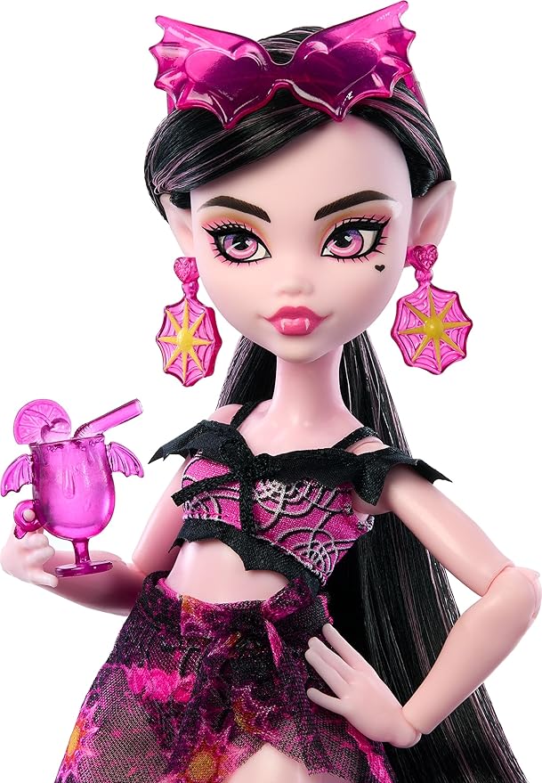 Monster High Scare-adise Island Draculaura Doll with Swimsuit, Sarong & Beach Accessories Like Hat, Sunscreen & Tote