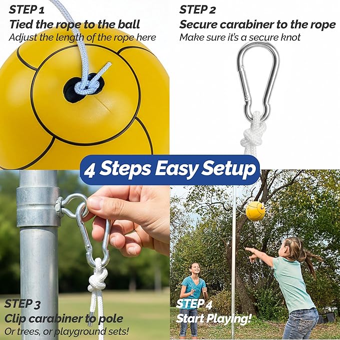 STERLING Sports Full Size Tetherball with Rope Set Neon Collection for Kids Outdoor Backyard Replacement Ball