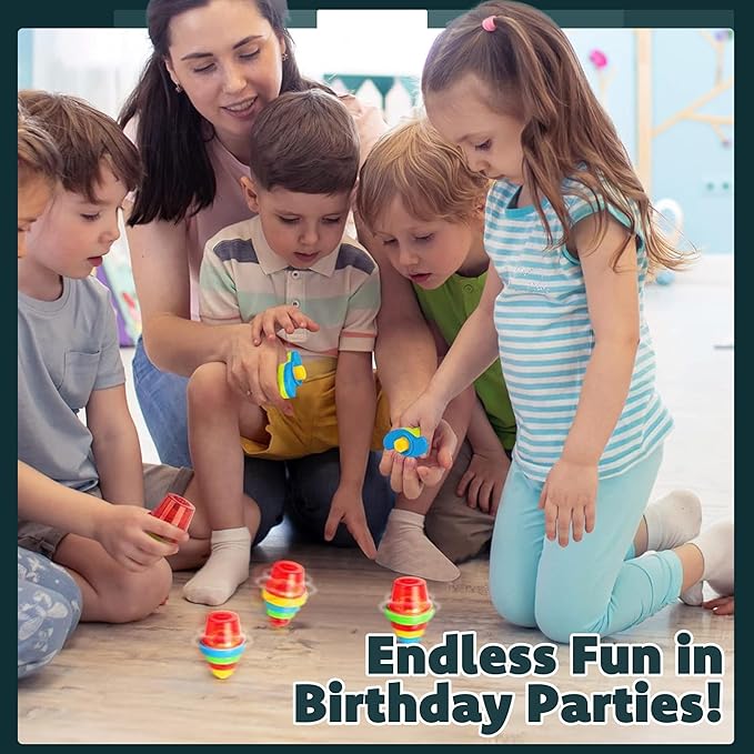 IPIDIPI TOYS Spineez Light Up Spinning Tops – 12-Pack LED Spinner Toys, Easter Basket Stuffers for Kids, Birthday Party Favors, Goodie Bag Stuffers, School Prizes for Boys & Girls – Red