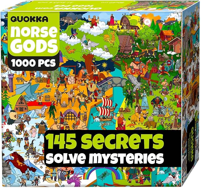 QUOKKA 1000 Piece Jigsaw Puzzle for Adults Norse Gods – Puzzles for Adults 1000 Pieces Premium Box Packaging - Extra Fun with Hidden Secrets & Audio Story – Perfect Relaxation & Creativity & Gift
