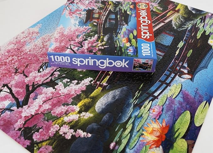 Springbok Haru in Japan 1000 Piece Jigsaw Puzzle for Adults - Cherry Blossom Garden - Unique Cut Pieces - Made in USA