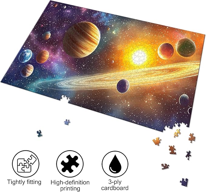Bimkole Planet Puzzles for Adults 1000 Pieces, Universe Paper Jigsaw Puzzle 1000 Pieces - Fun and Challenging Family Decoration Puzzle Great Gift Idea, Finished Size is 31.5 x 16.14 in