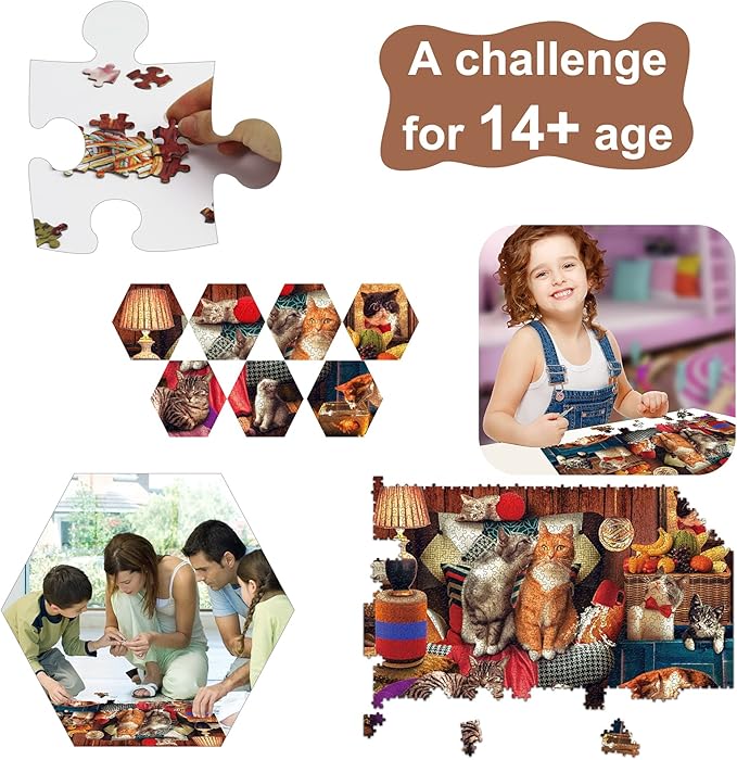 Motiloo Cute Cat Puzzles,Jigsaw Puzzles for Adults 1000 Pieces-Large Size 20" x 27",Thicken Cardboard Hight Difficulty Jigsaw Puzzles