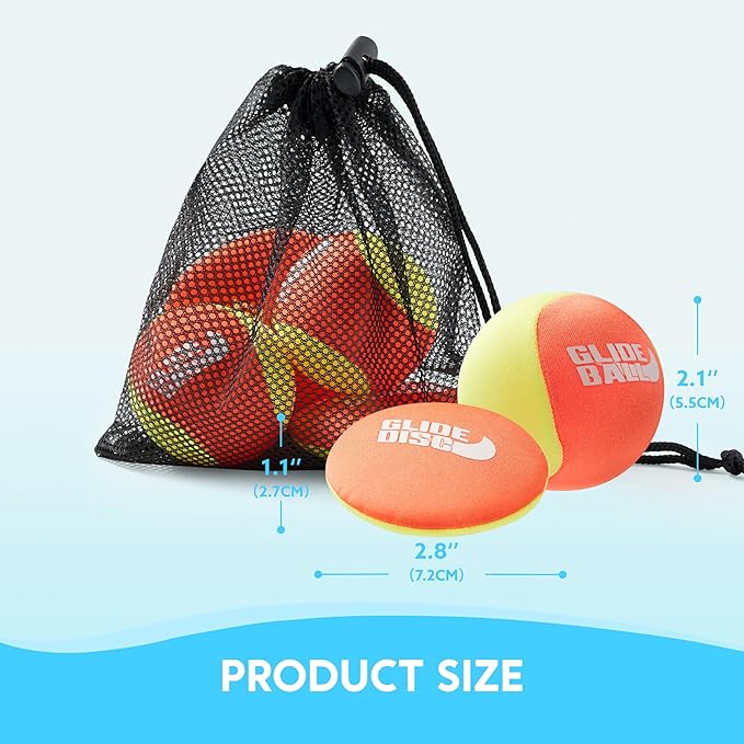 SYNCFUN 4 Pcs Skip Water Balls,Splash Water Bouncing Balls with Mesh Bag, Beach Toys for Kids, Pool Toys for Friends and Family, Fly Swimming Game Adults, Boys,Teens, Great for All Ages