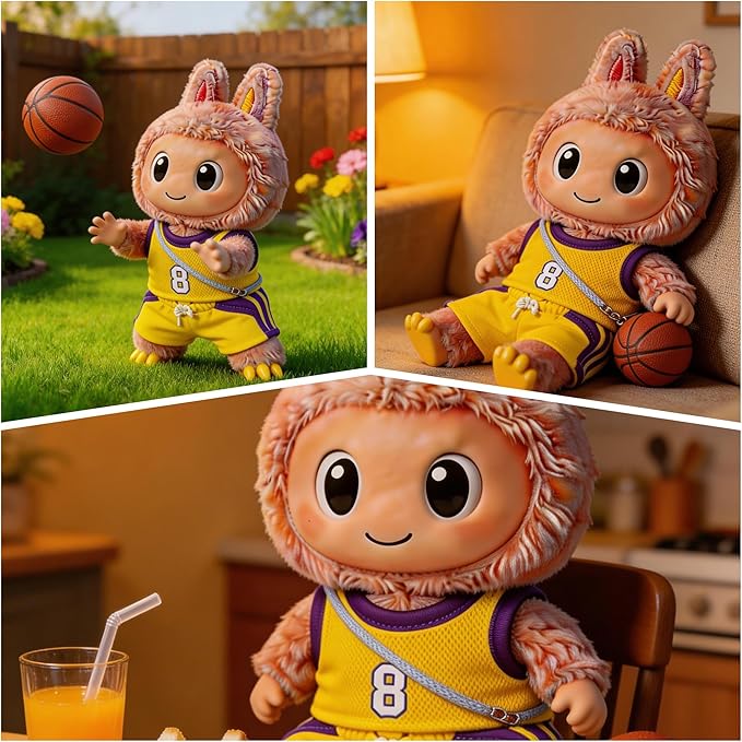 Sports-Themed Basketball Football 3-Piece Set,is Suitable for a 17cm Dolls, Dolls Clothing Accessories ( No Dolls ) (NO.8 - Yellow)