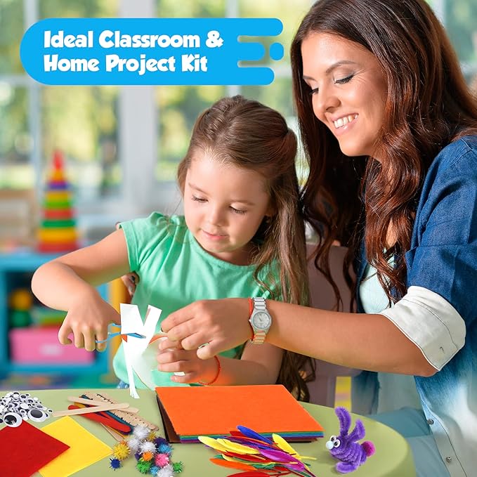 Darice Arts and Crafts Kit - 500+ Piece Kids Craft Supplies & Materials, Art Supplies Box for Girls & Boys Age 4 5 6 7 8 9