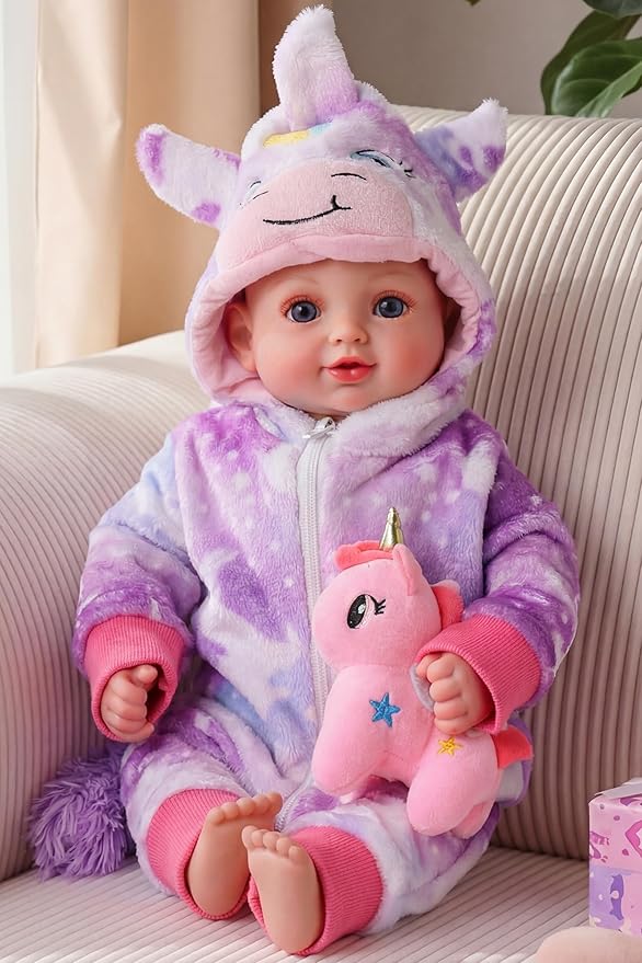 BABESIDE Baby Doll Girl - 15-Inch Realistic Baby Doll with Blue Eyes, Soft Body in Unicorn Outfit Life Like Baby Dolls That Look Real for 4 5 6 7 8 9 Years Girl, Birthday Gift and Pretend Play