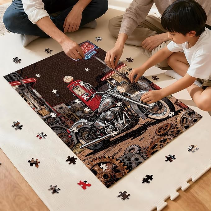 Puzzle for Adults 1000 Pieces, Vintage Motorcycle Retro Gas Station Jigsaw Puzzle Puzzle, Challening Impossible Difficult Hard Fun 1000 Pieces Jigsaw Puzzles for Adults