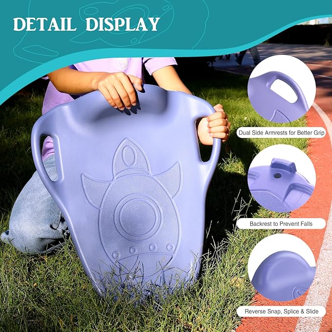 Large Scooter Board for Kids, Plastic Floor Scooter Board with Handles and Buckle, Gym Scooters for Indoor Outdoor Sports,Sensory Training