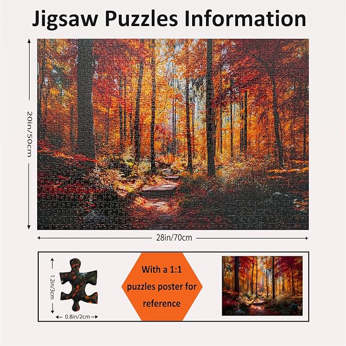 Jigsaw Puzzles for Adults 1000 Pieces Puzzles Impossible Hard Difficult Challenging Puzzles for Teens Autumn Maple Leaves Forest Tree Landscape Jigsaw Puzzle 1000 Pieces 28 x 20 inch