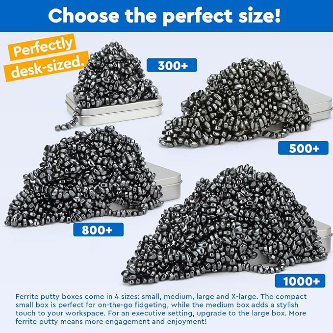 500+ Original Ferrite Putty Black, Sensory Stones, Adult Fidget Stress Relief Desk & Office Item, Ferrite Stones Stocking Stuffers Gifts