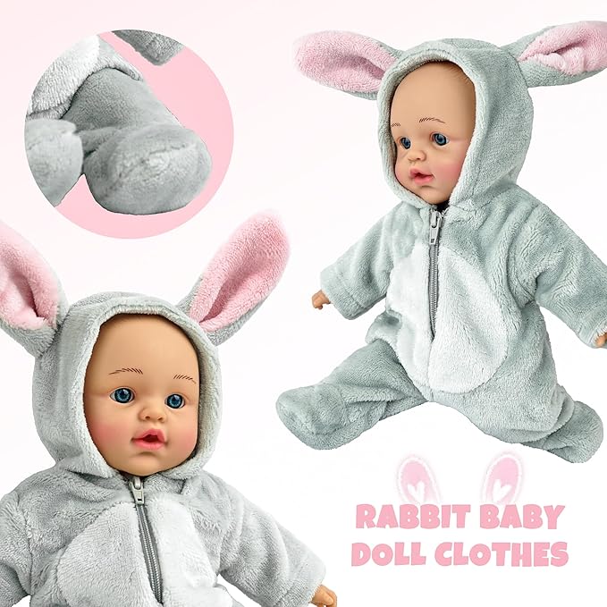 SMILESSKIDDO Baby Doll Clothes - 5 Sets Super Soft Animal Styling Dolls Outfits Jumpsuits for 14 to 18 Inch New Born Babydoll, Baby Doll Accessories Clothes for 14 16 18 Inch