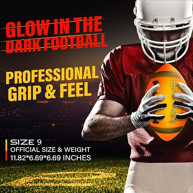 Light Up Football for Boys 8-12, Rechargeable Glow Football Official Size 9 – Great for Graduation Gifts, Outdoor Yard Games, Teen Sports & School Play
