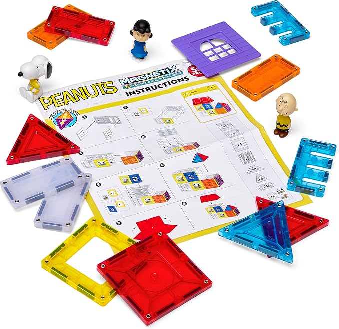 Magnetix 3D Peanuts Charlie Brown and Friends Magnetic Building Tile Playset, Educational, STEM Toys for Ages 3+, 50 Pieces