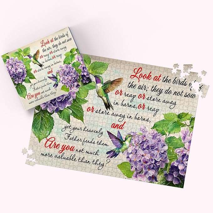 Puzzles for Adults 1000 Pieces, Christian Bible Jigsaw Puzzles - Hummingbird's Whisper, Impossible Christian Bible Puzzle for Seniors Families, 27.56x19.69 Inches, 1:1 Poster, Letter on The Back