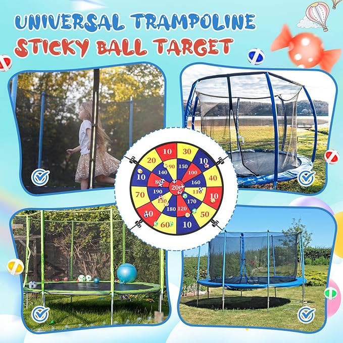 29" Trampoline Dart Board Game Accessories, Trampoline Toss Game Dartboard with 20 Sticky Balls, Indoor & Outdoor, Sport Fun Party Play Toys for Birthday Gifts