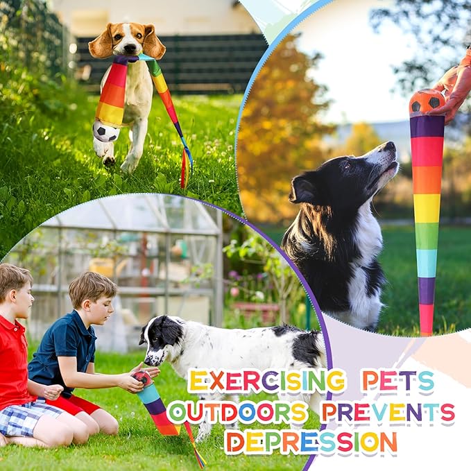 Leyndo 6 Pcs Throw and Catch Ball with Rainbow Tails, Sports Comet Balls Playground Toys Bulk Indoor Outdoor for Spring Kids School Sports Training Sensory Training, 23.6'' Long