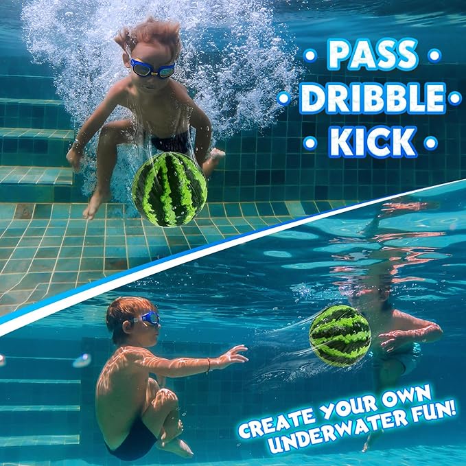 Underwater Pool Ball Game – 2 Pack 9" Water Ball Toy for Kids, Teens, Pool Sports Game for Water Football & Basketball, Dribble & Pass, Summer Family Outdoor Backyard Pool Parties