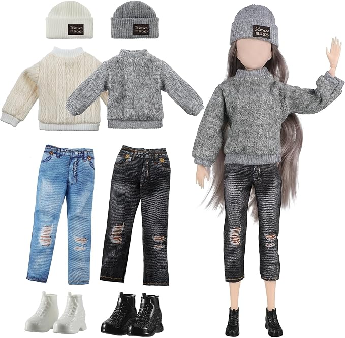 Bencailor 6 Pcs Doll Clothes Doll Accessories Include Sweater Pants Shoes Hat for Birthday Gift(Classic,12 Inch)