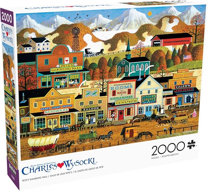 Buffalo Games - Charles Wysocki - Pete's Gambling Hall - 2000 Piece Jigsaw Puzzle for Adults - Challenging Puzzle Perfect for Game Nights - Finished Size is 38.50 x 26.50