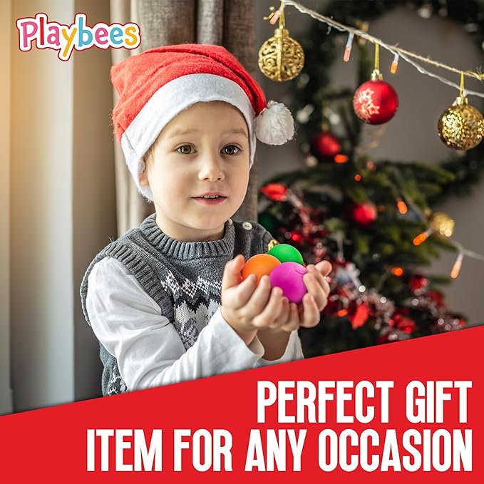 Playbees Pull, Stretch & Squeeze Stress Balls – 8 Balls – Elastic Sensory Balls for Stress & Anxiety Relief – Calming Fidgets for Kids & Adults – Assorted Color Balls for Autism, ADHD & Classroom Use